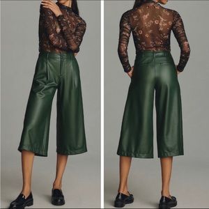 NWT Anthropologie Faux Leader Wide -Leg Culottes